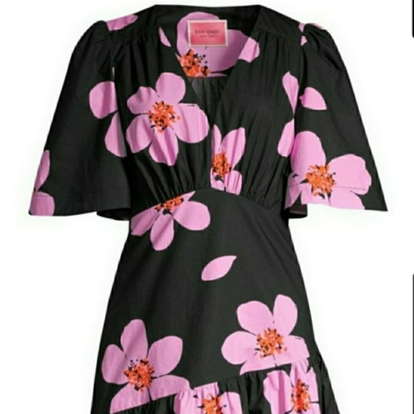 NWT  Kate Spade BNWT Grand Flora poplin black floral dress - Picture 4 of 5